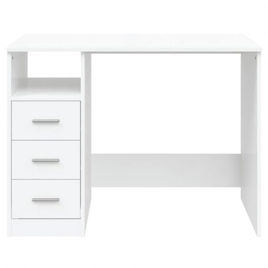 Vidaxl bureau à tiroirs en contreplaqué blanc 102x50x76 Cm