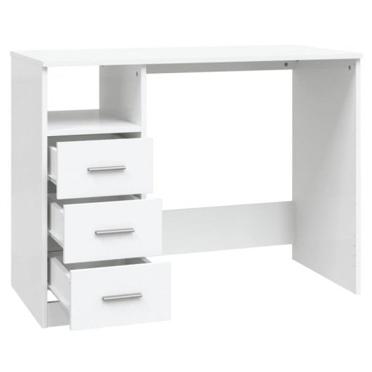 Vidaxl bureau à tiroirs en contreplaqué blanc 102x50x76 Cm
