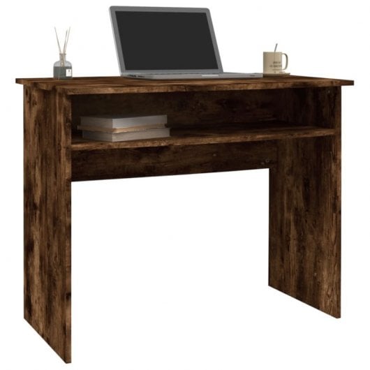 Mesa de contraplacado Vidaxl cor carvalho fumado 90x50x74 cm