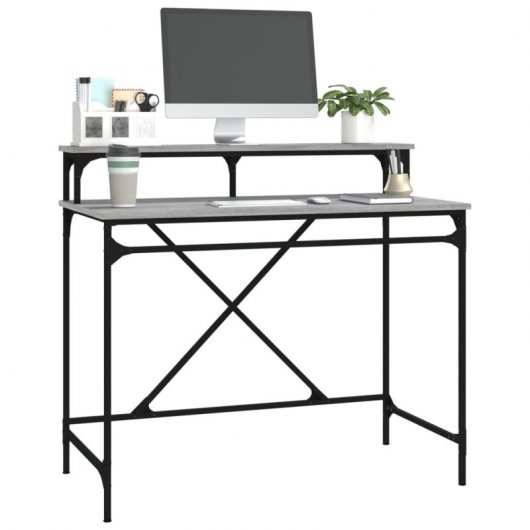 Mesa Vidaxl Ferro e Contraplacado Cinza Sonoma 100x50x90 Cm