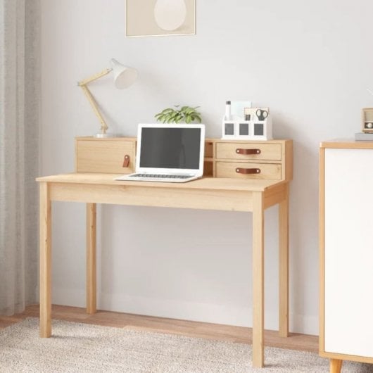 Vidaxl bureau en bois de pin massif 110x50x93 Cm