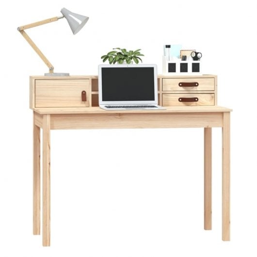 Vidaxl bureau en bois de pin massif 110x50x93 Cm