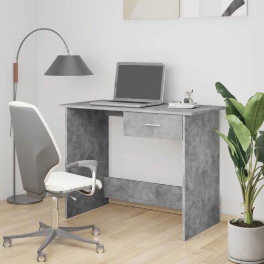 Vidaxl bureau en aggloméré gris béton 100x50x76 Cm
