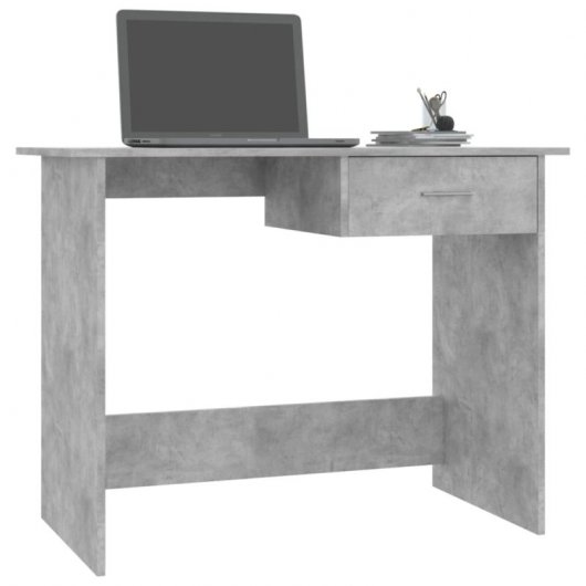 Vidaxl bureau en aggloméré gris béton 100x50x76 Cm