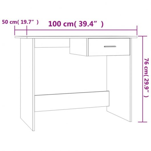 Vidaxl bureau en aggloméré gris béton 100x50x76 Cm