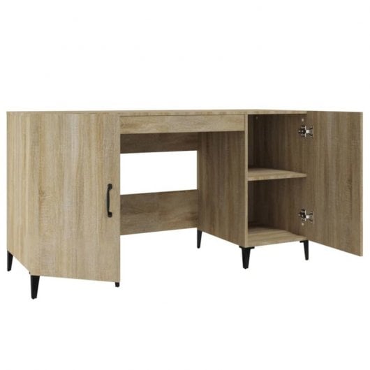Mesa de madeira compensada Vidaxl Sonoma cor carvalho 140x50x75 cm