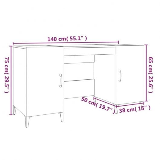 Mesa de madeira compensada Vidaxl Sonoma cor carvalho 140x50x75 cm
