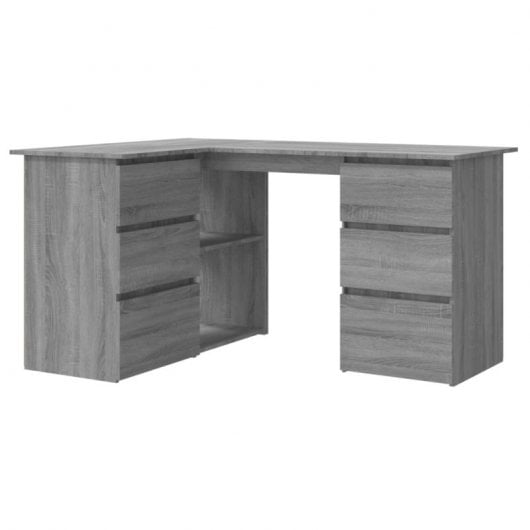 Vidaxl Sonoma bureau d'angle en contreplaqué gris 145x100x76 Cm