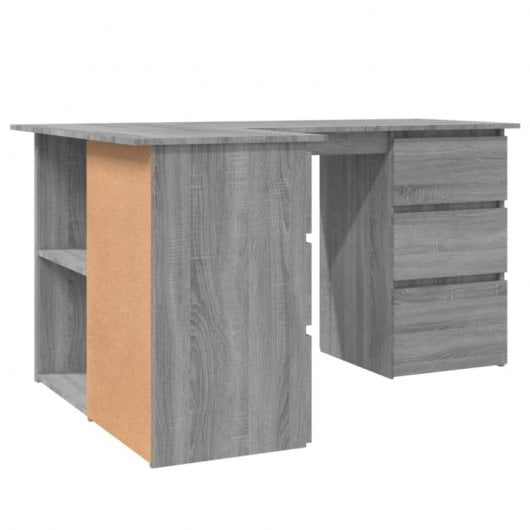 Vidaxl Sonoma bureau d'angle en contreplaqué gris 145x100x76 Cm
