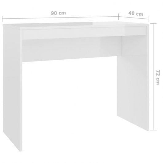 vidaXL Escritorio de madera contrachapada blanco brillo 90x40x72 cm