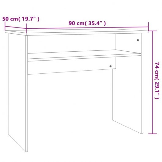 Vidaxl bureau en contreplaqué gris béton 90x50x74 Cm