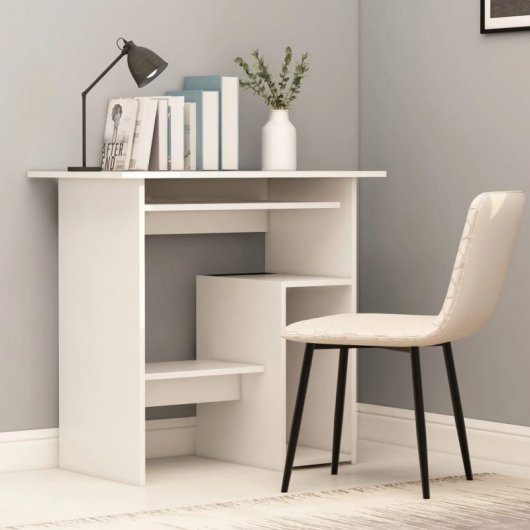 Vidaxl Bureau Contreplaqué Blanc 80x45x74 Cm