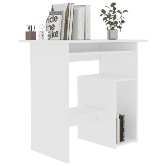 Vidaxl Bureau Contreplaqué Blanc 80x45x74 Cm