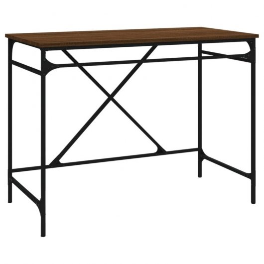 Vidaxl Bureau en fer contreplaqué Chêne marron 100x50x75cm