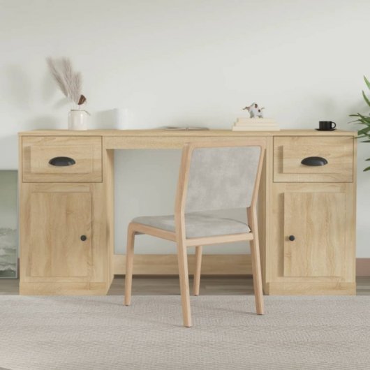 Scrivania Idaxl con mobile in compensato di rovere Sonoma