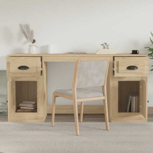 Scrivania Idaxl con mobile in compensato di rovere Sonoma