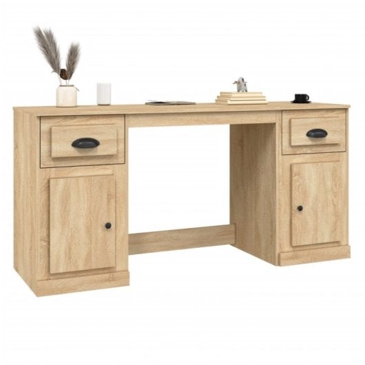 Scrivania Idaxl con mobile in compensato di rovere Sonoma