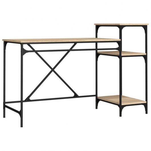 Vidaxl bureau avec étagères contreplaqué de chêne 135x50x90 Cm
