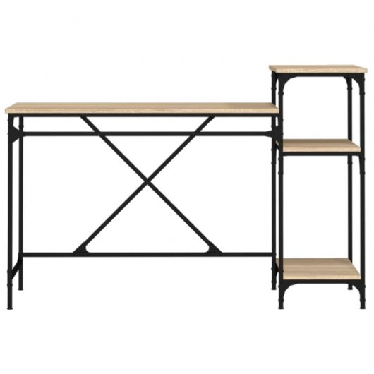 Vidaxl bureau avec étagères contreplaqué de chêne 135x50x90 Cm