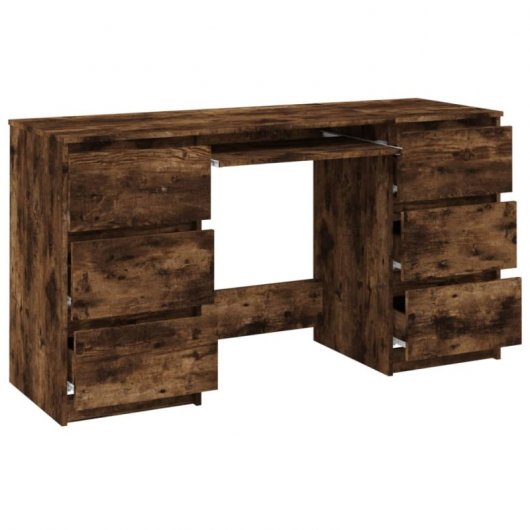 Vidaxl Bureau Contreplaqué Chêne Fumé 140x50x77 Cm
