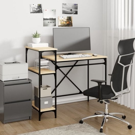 Vidaxl bureau avec étagères contreplaqué de chêne 105x50x90 Cm