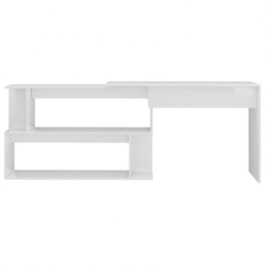 Vidaxl bureau d'angle en contreplaqué blanc brillant 200x50x76 Cm