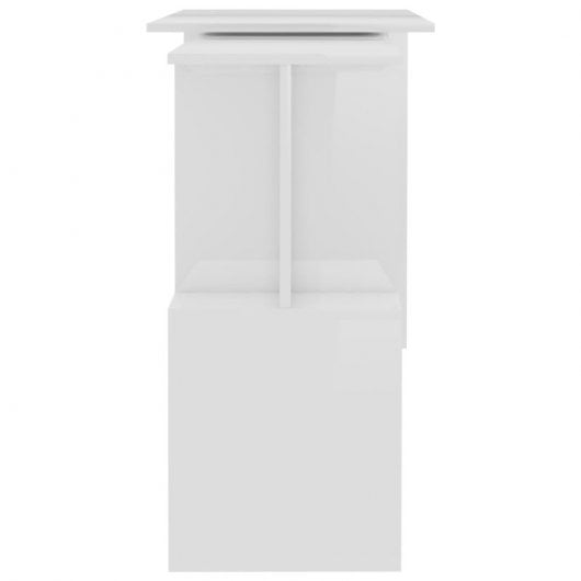 Vidaxl bureau d'angle en contreplaqué blanc brillant 200x50x76 Cm