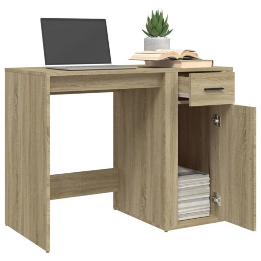 Vidaxl Escritorio Madera Contrachapada Color Roble Sonoma 100x49x75 Cm