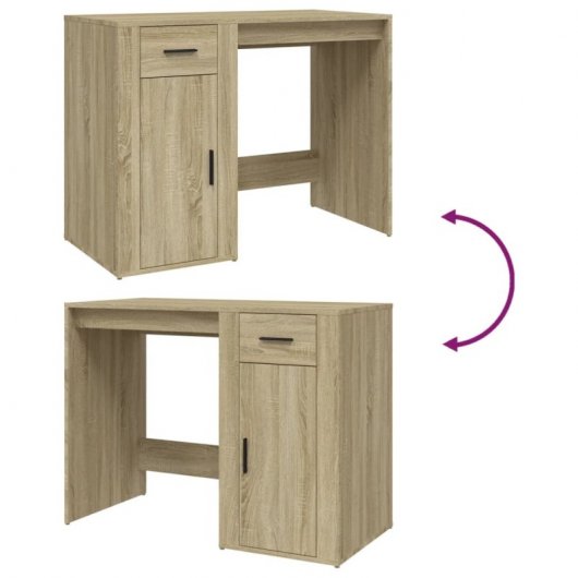 Vidaxl Escritorio Madera Contrachapada Color Roble Sonoma 100x49x75 Cm