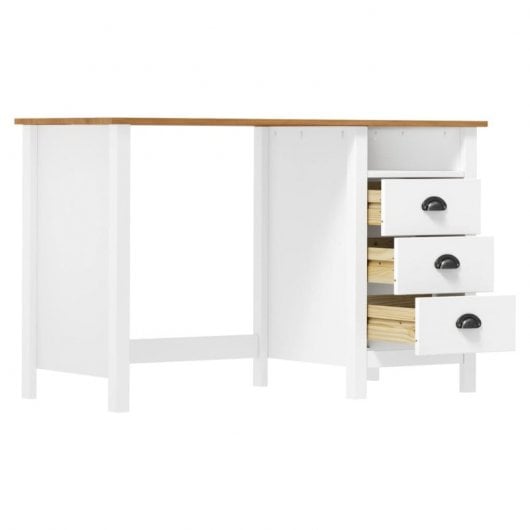 Secretária Vidaxl Hill com 3 gavetas Madeira de pinho 120x50x74 cm