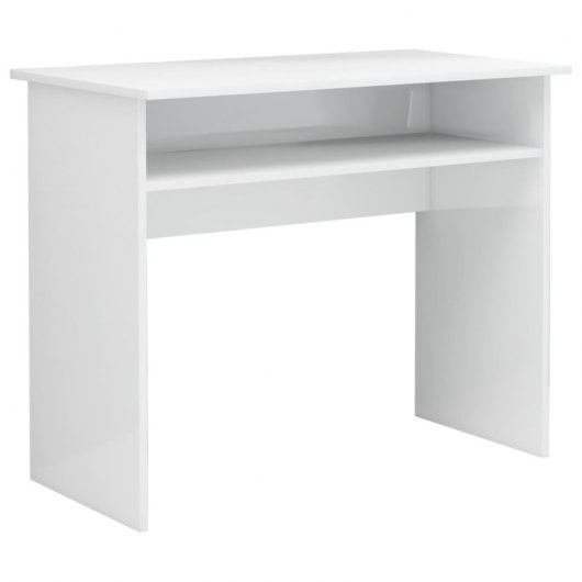 Vidaxl bureau en contreplaqué blanc brillant 90x50x74 Cm