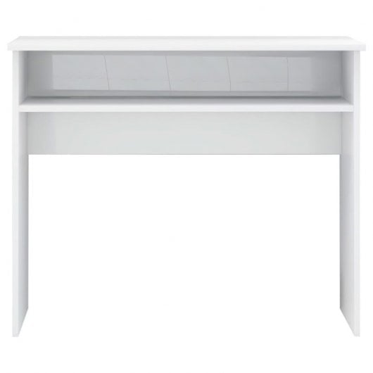 Vidaxl bureau en contreplaqué blanc brillant 90x50x74 Cm