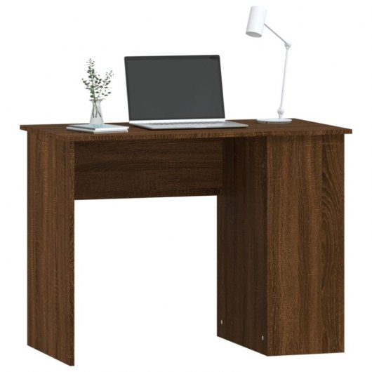 Vidaxl Escritorio De Madera Contrachapada Marrón Roble 100x55x75 Cm