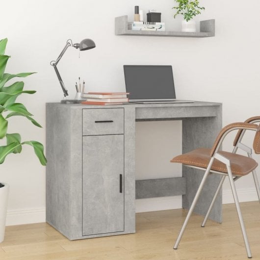 Vidaxl Bureau Contreplaqué Gris Béton 100x49x75 Cm