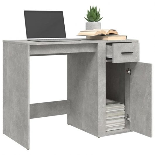 Vidaxl Bureau Contreplaqué Gris Béton 100x49x75 Cm
