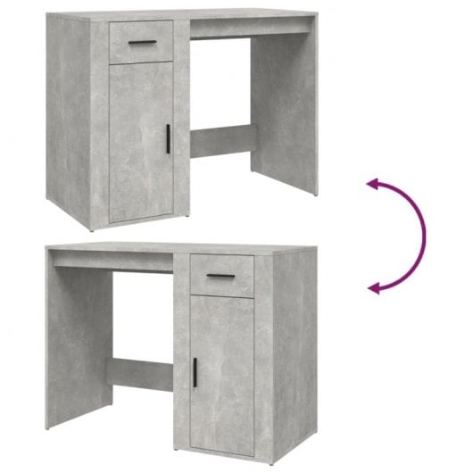 Vidaxl Bureau Contreplaqué Gris Béton 100x49x75 Cm