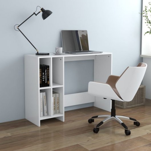 Vidaxl bureau pour ordinateur portable en contreplaqué blanc 102,5x35x75 Cm