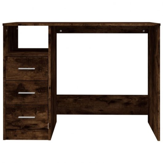 Vidaxl Escritorio Con Cajones Contrachapada Roble Ahumado 102x50x76 Cm