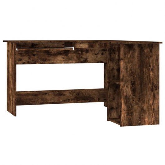 Vidaxl Bureau d'angle Contreplaqué Chêne Fumé 120x140x75cm