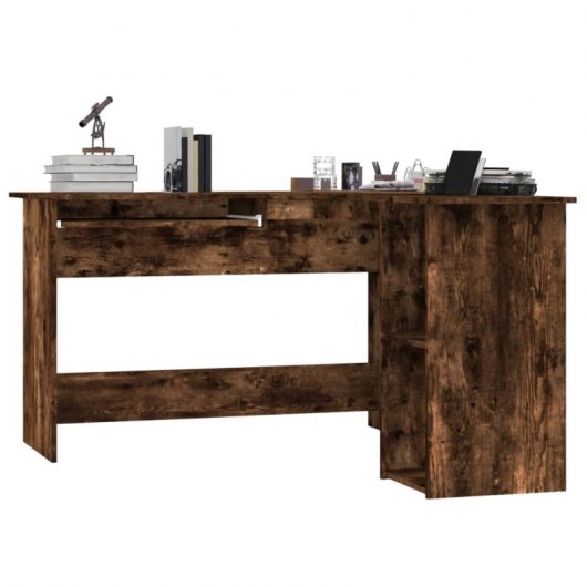 Vidaxl Bureau d'angle Contreplaqué Chêne Fumé 120x140x75cm