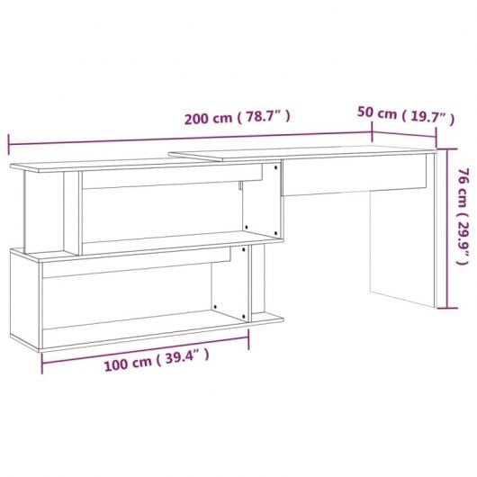 Mesa de canto em contraplacado de carvalho fumado Vidaxl 200x50x76 cm