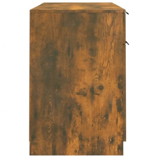 Bureau Vidaxl avec armoire latérale contreplaqué de chêne fumé