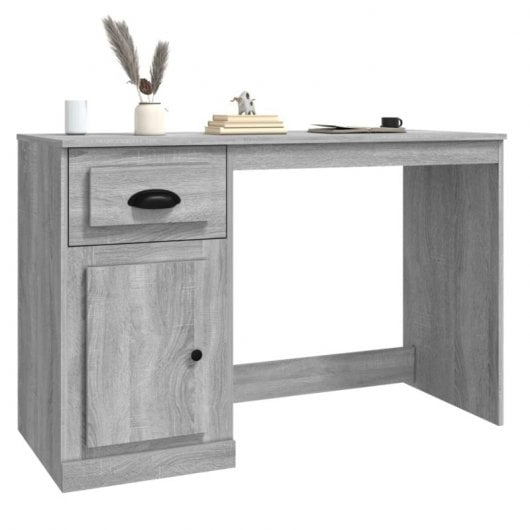Vidaxl Bureau et Tiroir Contreplaqué Gris Sonoma 115x50x75cm