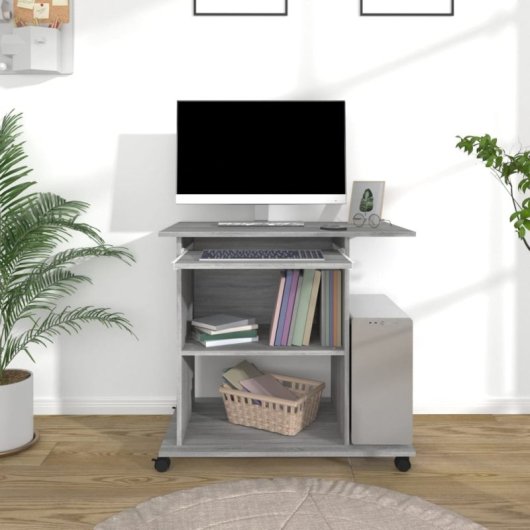 Vidaxl bureau contreplaqué Sonoma gris 80x50x75 Cm