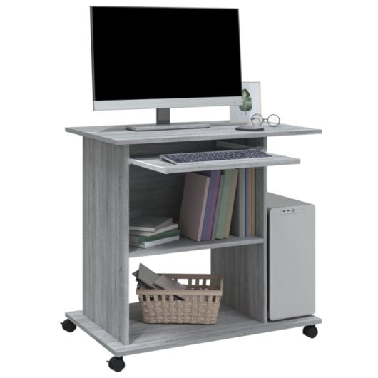 Vidaxl bureau contreplaqué Sonoma gris 80x50x75 Cm
