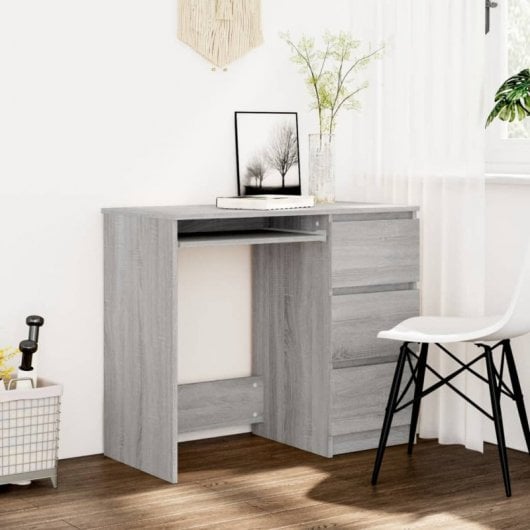 Vidaxl Escritorio De Madera Contrachapada Gris Sonoma 90x45x76 Cm