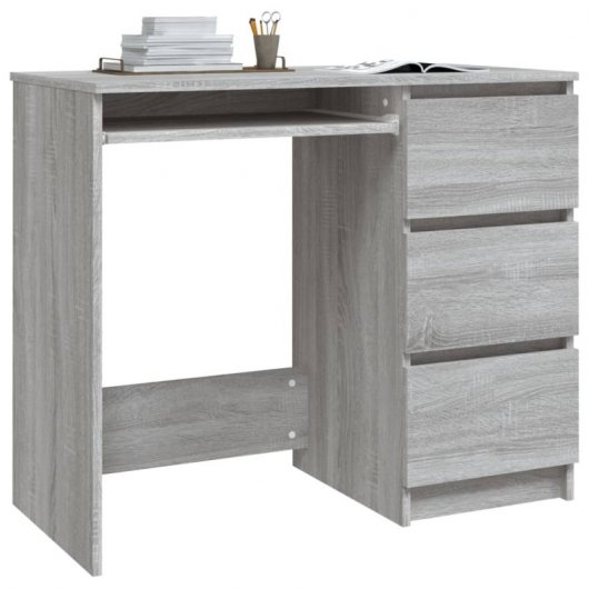 Vidaxl Escritorio De Madera Contrachapada Gris Sonoma 90x45x76 Cm