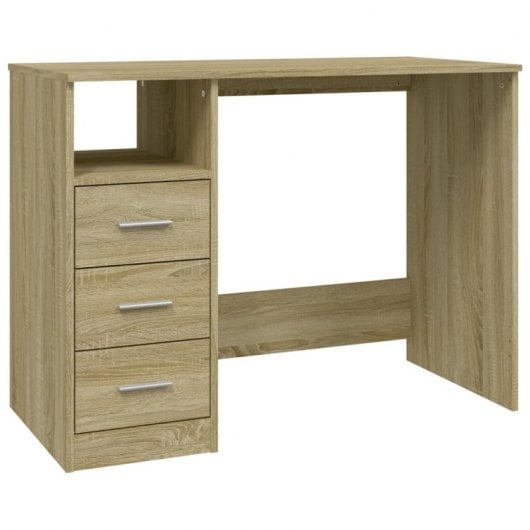 Vidaxl Escritorio Cajones Madera Contrachapada Sonoma 102x50x76 Cm