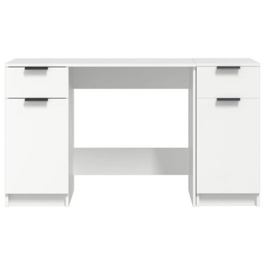 Bureau Vidaxl avec armoire latérale contreplaqué blanc