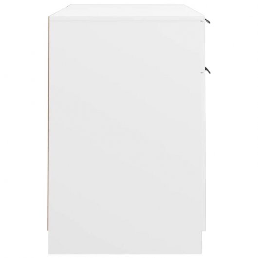 Bureau Vidaxl avec armoire latérale contreplaqué blanc